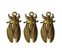 DOITOOL Lot de 3 Pendentifs Cigales en Laiton Vintage, Petit Pendentif Décoratif Rétro en Laiton, Accessoires pour Porte-clés, Artisanat et Décoration Intérieure, Design Compact