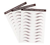 DOITOOL Lot de 3 Planches D'autocollants pour Sourcils Imperméables, Faux Sourcils 3d Effet Poils pour Dessiner Et Soigner Vos, Tatouages temporaires Marron pour Femmes.