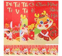 DOITOOL Lot de 36 Enveloppes Rouges en Papier pour Nouvel An du Dragon 2024 Grand Format Long Motif Dragon Paquets Rouges Traditionnels Vietnamiens pour Fête du Festival Style Aléatoire
