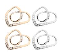DOITOOL Lot de 4 Boucles à Foulard Cœur Strassées pour Femmes, Petites Pinces Dorées et Argentées, Accessoires Polyvalents pour Chemisiers et Ceintures, Tenues Décontractées et Fêtes