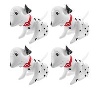 DOITOOL Lot de 4 Chiens Gonflables Dalmatiens Autoportants en PVC 4D à Pois Noirs et Blancs Jouets Animaux Factices Légers pour Garçon et Filles Présents et Décorations de Fête