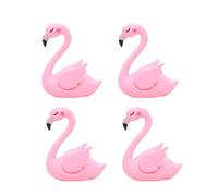 DOITOOL Lot de 4 Décorations de Gâteau Flamant Rose en Plastique Ailes Ouvertes Ornement Coloré pour Gâteau Décoration Festive pour Anniversaire et Fête Tropicale