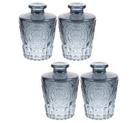 DOITOOL Lot de 4 Flacons Diffuseurs en Verre Sculpté 130 ML, Gris, pour Huiles Essentielles, Récipient D'aromathérapie Maison, Diffusion Parfumée Solide, Décor Intérieur Élégant