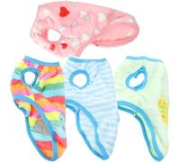 DOITOOL Lot de 4 Gilets en Flanelle pour Petits Chiens Manteaux Chauds pour Animaux de Compagnie Taille L Motifs Cœur Chenille Cheval à Bascule et Escargot Vêtements D’Hiver