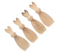 DOITOOL Lot de 4 Lapins en Bois Brut à Peindre, Sculptures de Lapins de Pâques Vierges, Décoration Artisanale de Table Printanière, Figurines Animales Non Finies pour Loisirs Créatifs