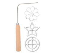 DOITOOL Lot de 4 moules à gaufres en aluminium avec poignée en bois, moule pour impression de gâteaux Bunuelos, moule suédois fait maison pour biscuits Bunuelos