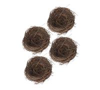 DOITOOL Lot de 4 Nids d'oiseaux Décoratifs en Rotin Tressé Faux Nid d'Oiseau Imité de 15 CM Ornement Créatif pour Décoration de Jardin Table Arbre et Accessoires Photo