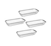 DOITOOL Lot De 4 Paniers Rectangulaires En Acier Inoxydable Pour Lave-vaisselle, Panier à Couverts Petit Format Maille Rigide, Drainage Rapide, Rangement Multi-usages Pour Ustensiles Et Petits Objets