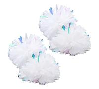 DOITOOL Lot de 4 Pompons Métalliques Blancs pour Pom-Pom avec Poignée Anneau, Légers et Brillants, pour Spectacles de Danse et Performances D'équipe