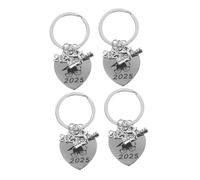DOITOOL Lot de 4 Porte-clés 2025 en Acier Inoxydable Pendentifs Cœur 28x29 Mm - Présents de Fin D’études Inspirants pour Étudiants - Souvenirs de Remise de Diplôme et Rentrée