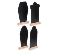 DOITOOL Lot de 4 Tableaux Noirs Double Face de Pierre Tombale Socle Décoration de Pâques Bois 4 Styles pour Notes et Messages Festifs