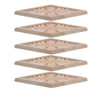 DOITOOL Lot de 5 Appliques en Bois Sculpté 6x13 Cm Décorations Murales et Mobilier Intérieur Ornements Floraux Incrustés pour Meubles, Portes et Projets Diy, Décoration Chambre et Salon