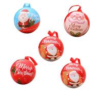 DOITOOL Lot de 5 Boîtes à Bonbons de Noël en Fer Boules Creuses Ruban Suspendu Décoration Festive pour Sapin Rangement Petits Objets Décorations Noël Originales