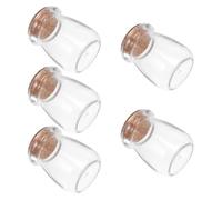 DOITOOL Lot de 5 Bouteilles Transparentes à Bouchon en Liège, Flacons en Verre DIY de Pudding, Contenants à Souhaits Multifonctions pour Décoration Intérieure et Conservation