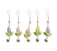 DOITOOL Lot de 5 chaînes pour téléphone portable en forme de tulipe - Breloque colorée avec pendentif clochette pour accrocher votre coque - Décoration mignonne pour les fêtes et le quotidien