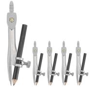 DOITOOL Lot de 5 Compas à Dessin Mathématiques pour Étudiants, Outil Portable Léger Pointe Rigide, Réglable pour Tracer des Cercles Précis, Fournitures Scolaires et Bureau, Kit de