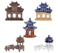 DOITOOL Lot de 5 Mini Statues pagodes Miniatures hexagonales bonsaï Micro Paysage Figurine Ornement Jardin Chinois Zen Asiatique bonsaï Miniature, coloré, 6,5 x 5 cm, 410613MY5IM