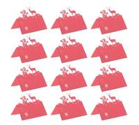 DOITOOL Lot de 50 Marque-places de Noël, Motifs Renne Et Bonhomme de Neige, en Papier Découpé, pour Dresser La Table, Étiquettes Nominatives Rouges, 9,9 X 8,4 X 4,9 Cm