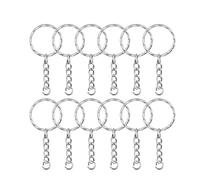 DOITOOL Lot de 50 Porte-clés en Métal Argenté avec Anneau de Jonction Rond, Design Simple et Matériau Robuste pour Bricolage et Accessoires