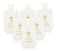 DOITOOL Lot De 6 Bouteilles d'eau Bénite Rechargeables en Plastique pour Baptême Bouteille Orthodoxe Porte-Eau pour Baptême Porte-Clés