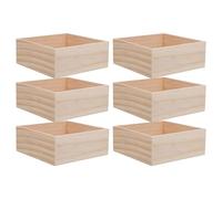 DOITOOL Lot de 6 Caisses en Bois Brut | Caisses de Rangement en Bois Naturel | Jardinière Cubique Rustique 15 X 15 X 6 Cm Porte-vase en Centre de Table pour Mariage