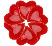 DOITOOL Lot de 6 Coupelles Dessert en Céramique Rouge Forme Cœur Élégantes pour Servir Chocolat et Aliments Secs Lors de Fêtes du Nouvel An et Décoration Intérieure