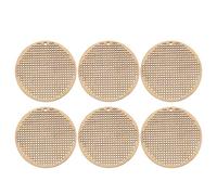DOITOOL Lot de 6 Jetons en Bois Brut 5 CM pour Point de Croix Mini Pendentifs Ronds Perforés DIY Planches à Broder Polyvalentes pour Bijoux Marque-Pages et Décorations Artisanales