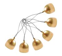 DOITOOL Lot de 6 Mini Clochettes Artisanales en Laiton Cordon Noir et Perles Dorées Petites Cloches Décoratives Vintage Suspendre Intérieure et Extérieure Carillon Feng Shui pour Porte