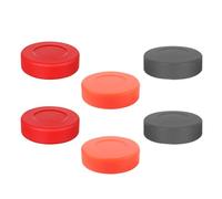 DOITOOL Lot de 6 Palets de Hockey sur Glace en PVC, Palets Ronds Plats de 6 Cm, Couleurs Rouge, Noir et Orange, Matériel D’entraînement Polyvalent pour Hockey sur Glace Intérieur
