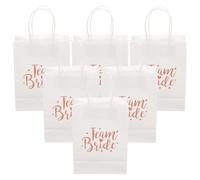 DOITOOL Lot de 6 Paquet à Main en Papier Blanc pour Mariage Team Bride Paquet Présents en Papier Poignées pour Fleurs et Présents d'Invités pour Fêtes et Événements Festifs
