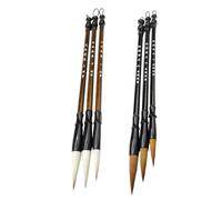 DOITOOL Lot de 6 Pinceaux D’Écriture Calligraphique en Poils de Loup et Poils Mixtes Tailles Petit Moyen Grand pour Calligraphie Chinoise Sumi et Dessin Traditionnel
