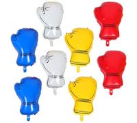 DOITOOL Lot de 8 ballons en aluminium avec de boxe - Décoration de fête à thème 4 couleurs - Fournitures de fête d'anniversaire de lutte pour événements sportifs et célébrations sportives