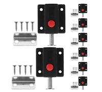 DOITOOL Lot de 8 Loquets à Bouton-poussoir à Ressort Noirs 36x54 Mm, Verrouillage Automatique Silencieux, Goupille Robuste pour Portes D’armoires, Lits D’garçon et Filles et Fenêtres,