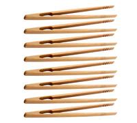 DOITOOL Lot de 8 pinces à ustensiles de cuisine en bambou - Pinces à toast réutilisables en bambou antidérapantes pour servir des muffins, de la salade, du pain, du kimchi et des fruits