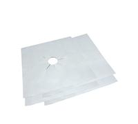 DOITOOL Lot de 8 Protège Plaque de Cuisson à Gaz Réutilisables en Ptfe Argentés 27x27 Cm Trou Central Précoupé pour Protection du Plan de Cuisson