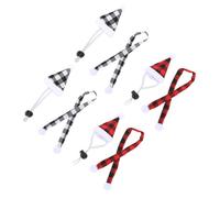 DOITOOL Lot de 8 Sets de Pièces Chapeaux et Écharpes de Noël pour Petits Animaux Costumes Cosplay pour Hamsters Lapins Cochons D’Inde et Hérissons Motifs Carreaux Rouge-Noir et