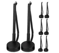 DOITOOL Lot de 8 stylos de sécurité pour réception - Stylo de comptoir noir sécurisé avec base et chaînette pour livre d'or - Fournitures de signature pour bureaux et entreprises