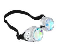 DOITOOL Lunettes Monture PC Argentée Kaléidoscope Steampunk Lentilles en Arc-en-ciel Confortables et Faciles à Porter pour Soirées en ou Fêtes à Thème