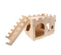 DOITOOL Maison Bois pour Petits Animaux Château Lapin Modulable avec Échelle et Toit Amovible Refuge Polyvalent pour Hamster Cochon Souris et Rongeurs Abri Ludique et Confortable pour