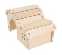 DOITOOL Maisonnette en Bois Naturel pour Hamster Nain Abri Sécurisé et Ludique pour Petits Rongeurs, Cachette Démontable pour Cage, Habitat Robuste et Sain, Accessoires Bois pour Maison