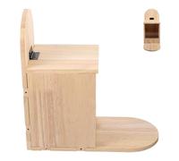 DOITOOL Mangeoire à Écureuils Bois Naturel Boîte Murale pour Alimentation Extérieure avec Conteneur à Noix pour Jardin