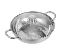 DOITOOL Marmite à Fondue Chinoise à Deux Saveurs en Acier Inoxydable 32 CM Couvercle Récipient Épais Multifonction pour Cuisson Compatible Cuisinière Repas Partagé