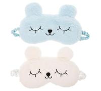 DOITOOL Masque Yeux Garçon et Filles 2pcs en Peluche Bleue Lavable de Lapin pour Soulager la Pression des Vaisseaux Sanguins Pendant le Sommeil