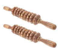 DOITOOL Masseur Corporel Portable en Bois 2pcs Rouleau pour Massage du Dos Taille, Soulage la Fatigue Musculaire, Outil de Massage Pratique pour Auto-massage
