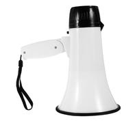 DOITOOL Mégaphone Haut-Parleur à Pavillon Blanc en Plastique, Portable avec Dragonne, Son Stable, pour Rallyes et Situations d'urgence