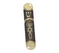 DOITOOL Mezuzah Juive Métal avec Parchemin Décoration Religieuse pour Porte Ornement Catholique Élégant et Artistique Protection et Sanctification Maison Design Rétro Doré et Noir