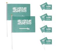 DOITOOL Mini Drapeaux Portables D'arabie Saoudite Lot de 100 en Polyester Vert Design Unique et Finement Travaillé pour Décoration D'événements et Défilés