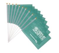 DOITOOL Mini Drapeaux Portatifs en Polyester Vert Lot de 100 Arabie Saoudite Design Unique et Finition Élégante, pour Fêtes Nationales et Activités Scolaires