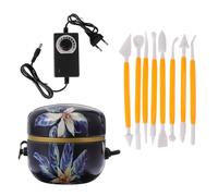 DOITOOL Mini Tour de Potier Électrique Portable Bleu Alimentation Eu 220v, Machine à Céramique pour Façonnage D’argile Diy, Outil de Poterie Polyvalent pour Artisanat et Création