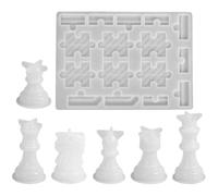 DOITOOL Moules en Silicone pour Fabrication de Pièces D'échecs 3D, Jeu Complet 6 Pièces, Moule Puzzle Échiquier DIY, Loisirs Créatifs pour Adolescents